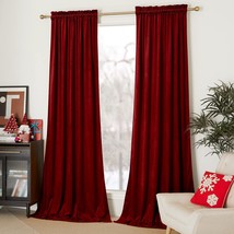 Nicetown Red Velvet Curtains 90 Inches Long 2 Panels Set (52 Inches Wide), - £42.17 GBP