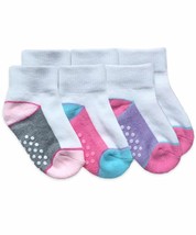 Jefferies Socks Baby Girls Non-Skid Colorful White Cushion Ankle Socks 3PK - £7.29 GBP