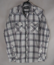 Buckle BKE Standard Fit Gray Plaid With Smokey Pearl Snaps Men&#39;s Shirt L... - $14.54