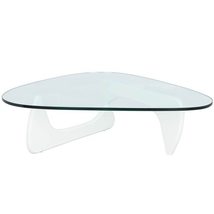 LeisureMod Imperial Triangle Wooden Glass Top Coffee Table in White - £519.53 GBP