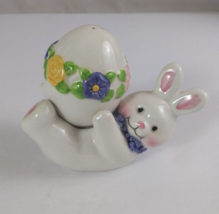 Vintage Hallmark Tumbling Bunny &amp; Floral Easter Egg 3&quot; Salt &amp; Pepper Sha... - $14.54