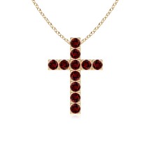 ANGARA Lab-Grown 0.99 Ct Flat Prong-Set Ruby Cross Pendant Necklace in 14K Gold - £698.24 GBP