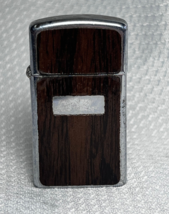Vtg 1979 Slim Zippo Woodgrain Blank Inital Plate Refillable Cigarette Li... - $29.95