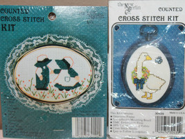 2 x New Berlin Counted Cross Stitch Kit 30124 30439 Boy Girl Goose Frames New - $15.64
