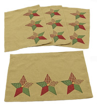 Park Designs Patchwork Stars Burlap Place Mats Set of 4 13x19 inches - £11.34 GBP