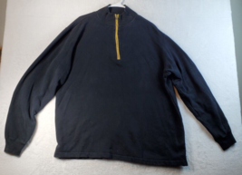 Woolrich Sweatshirt Mens Size XL Black Knitted Cotton Long Raglan Sleeve 1/4 Zip - £21.01 GBP