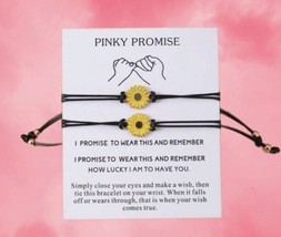 Pinky Promise Sunflower Bracelets for 2 People - Two Friendship Bracelets - £9.72 GBP