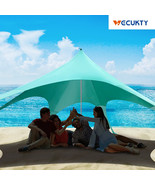 VECUKTY Beach Canopy Tent 12x9 FT Beach Sun Shelter Sun Shade UPF 50+ Tu... - £51.10 GBP