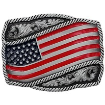 USA Flag Patriotic Belt Buckle American Floral Design Western Country Co... - $127.40 MXN