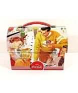 2008 Coca-Cola Tin Box Trinket 1950&#39;s Retro Lunch Box Look Collectible - $9.85