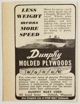 1952 Print Ad Dunphy Molded Plywood Boats Oshkosh,Wisconsin - $8.45