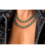 Pacific Opal Double Strand Layering Necklace - Antique Bronze Statement ... - $190.00