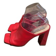 Steve Madden Lexia Red Leather Sandal Shoe Womens Size 9M Chunky Heel Sq... - £18.47 GBP