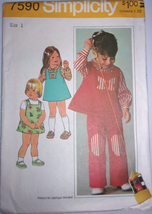 Vintage Simplicity Toddlers Jumper Or Top Blouse Pants Size 1 #7590 - £3.14 GBP