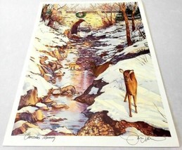 Christmas Morning Art Print Deer and Train Station By Ken Harris - £3.97 GBP