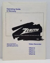 Vtg Zenith Vhs Video Recorder Operating Guide Manual Booklet VR2410 11 12 16 oop - $19.34