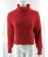 Steve Madden Red Fuzzy Turtle Neck Womens Sweater Size Small Cropped Pul... - $470.41 MXN