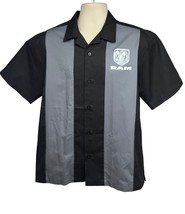 Dodge Ram Mens Mechanic Garage Colorblock Black Gray Button Up Shirt Medium Logo - $49.49