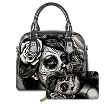 2Pcs/Set Halloween Sugar  Girl Print Tote Bag Handbags for Women Day of the Dead - £62.56 GBP