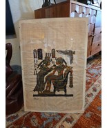Authentic Egyptian Papyrus Hand-Painted Framed King Tut &amp; Wife Gold Shri... - $1,111.86 MXN