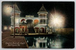 Baltimore MD Maryland Electric Park At Night Postcard U30 - $5.95