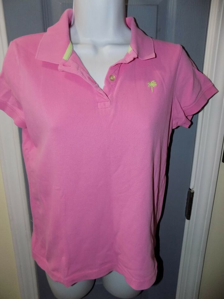 Lilly Pulitzer Pink Island Polo SS White Tag Size M Women's EUC Item image 2
