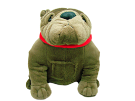 Dan Dee Collectors Choice Stuffed Plush Toy Bull Dog Collar 12&quot; Tall Brown Tan - £11.52 GBP