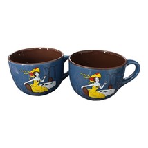 Pair of Café Bohême Coffee Crème Liqueur Mugs – Retro Lady in Yellow – 1... - $19.80