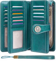 Women&#39;s Leather Credit Card Holder with RFID Blocking Large Capacity Wristlet - £28.41 GBP+