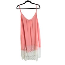 Reborn J Slip Dress Lace Trim Sleeveless Hi Low Pink Ivory 3XL - $12.59