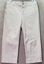 Chico&#39;s Capri Jeans Women Size 0 White Denim Cotton Flat Front Straight Leg Logo - £18.00 GBP