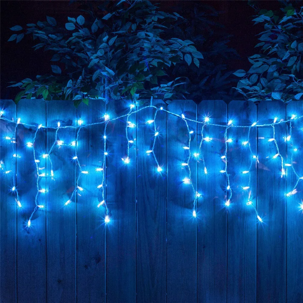 5m 216 LEDs Curtain Icicle Lights  in 8 Modes Wavy Outdoor Fairy Icicle Lamp Dro - £94.69 GBP