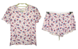Plush Apparel Revolve Women&#39;s Light Pink Micro Waffle Floral Pajamas Size S - £19.66 GBP