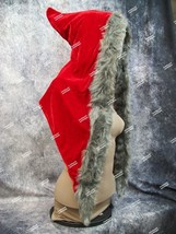 Red Riding Hood Faux Fur Cowl Hood Drape Warlock Wizard Medieval Santa C... - $19.75