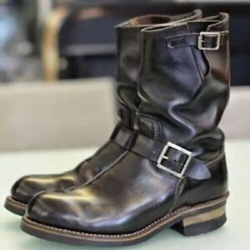 Handmade Men&#39;s black Leather motorcycle boots, Men black work boots, Men... - $179.99