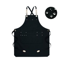 Unisex Water Resistant Apron Black White Canvas Fabric With Pockets - £19.67 GBP