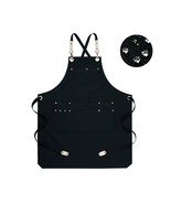 Unisex Water Resistant Apron Black White Canvas Fabric With Pockets - £19.57 GBP
