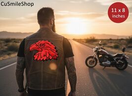 Large Red Eagle Head Biker Embroidered Patch Patriotic Motifs XL Badge 1... - €33,29 EUR