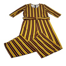 Vamp Pants Womens 2X Yellow Casual Lightweight 3/4 Sleeve Striped Jumpsuit - £17.44 GBP