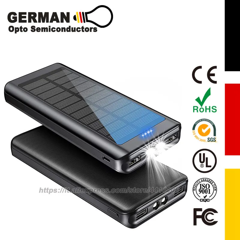 Portable Solar Charger Power Bank 26800mAh with LED Flashlight Dual USB Outputs  - £155.13 GBP