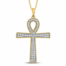 10kt Yellow Gold Mens Round Diamond Ankh Cross Charm Pendant 1/6 Cttw - £184.05 GBP