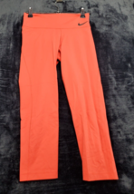 Nike Dri Fit Leggings Women Size XS Orange Knit Nylon Elastic Waist Pull On Logo - £12.51 GBP
