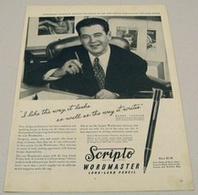 1946 Print Ad Scripto Wordmaster Long Lead Pencils Harry Conover Cover Girl - £8.18 GBP