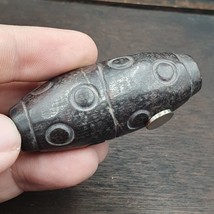 Antique Black Magnetic Stone mysterious animal carving Stone Bead Amulet... - £45.57 GBP