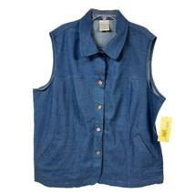 Allison Daley Womens Vest Blue Waist Length Buttons Pockets Denim Plus 1... - £17.25 GBP