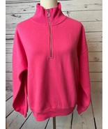 J Crew Sweater half zip size Medium Black Label Pink NWT Barbiecore Womens - $45.09