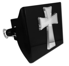 CROSS TAPERED CHROME ON BLACK PLASTIC USA MADE TRAILER HITCH COVER - £51.95 GBP