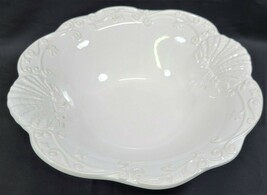 I) Ceriart Large White Porcelain 13&quot; Round Serving Fruit Bowl Platter Po... - $24.74