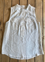 J Crew Women’s Sleeveless half Button Up top Size 2 In ivory E5 - £10.49 GBP