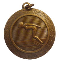WOMEN SWIMMER Start SWIMMING GOLD TONE MEDAL 5TH PLACE - £3.50 GBP